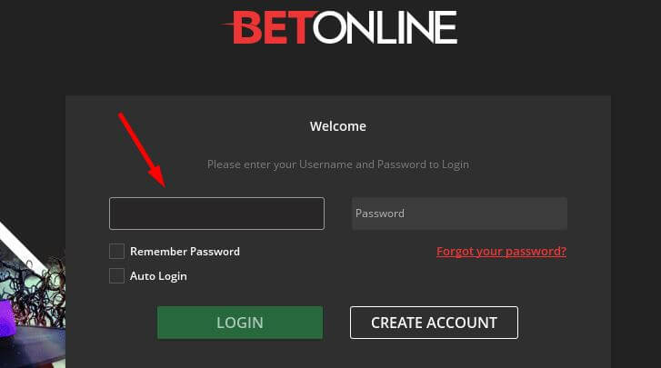 Log in to your BetOnline user