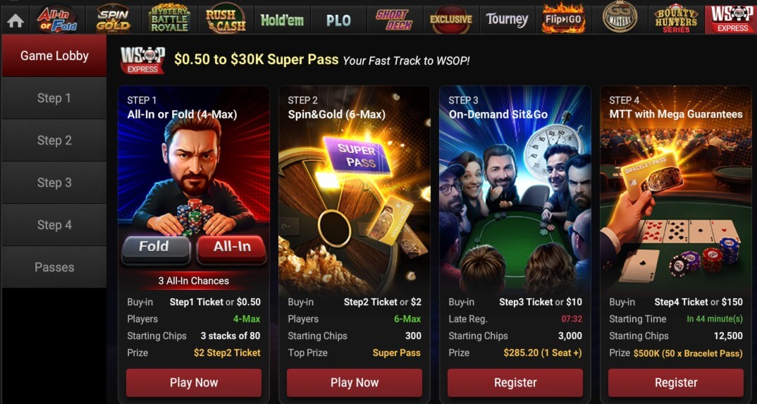 WSOP EXPRESS השלבים ב